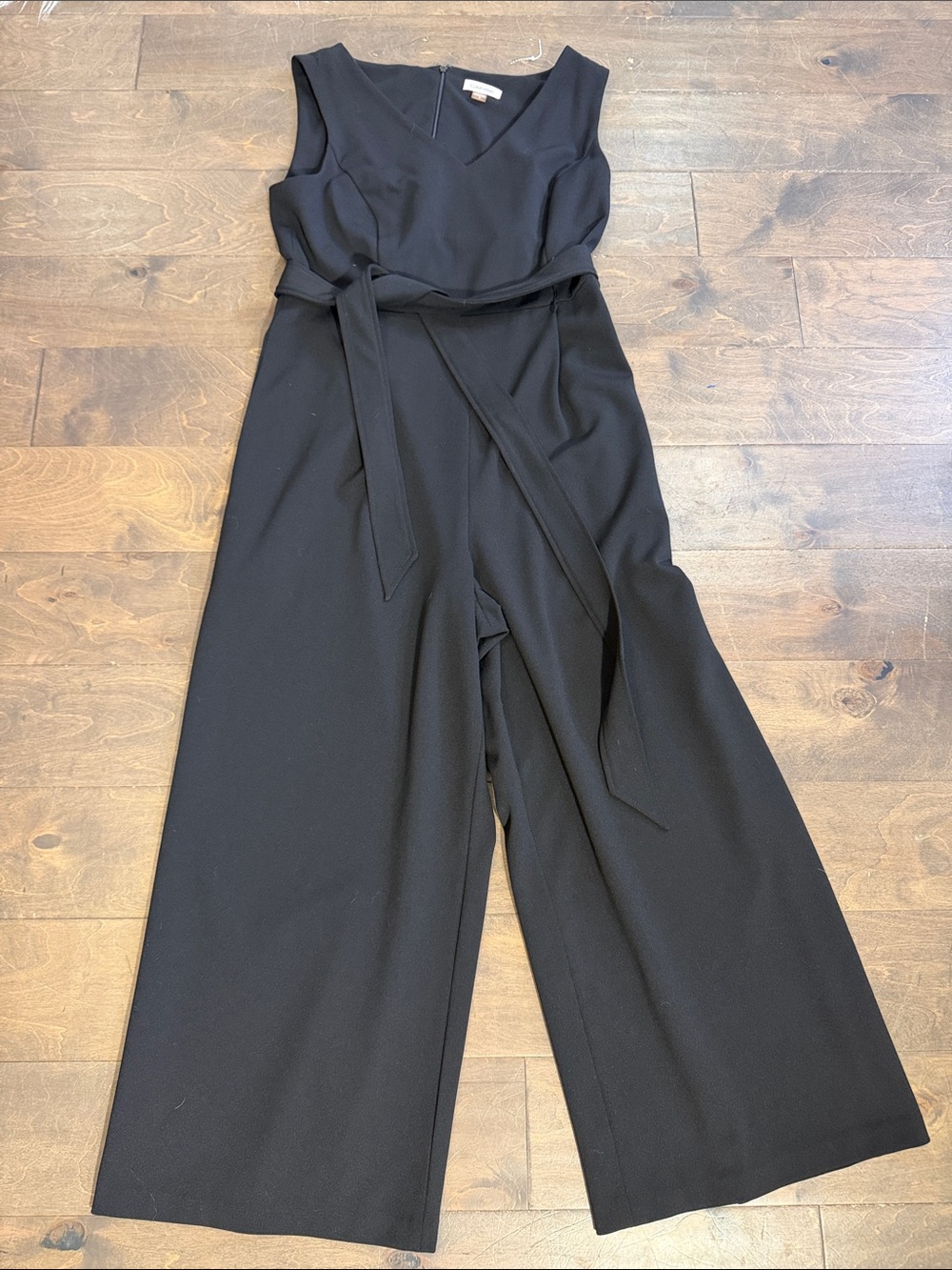 Calvin Klein Black Sleeveless Wide-Leg Jumpsuit with Self Tie